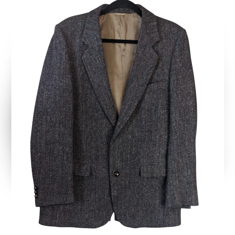 Men's Herringbone Wool Blazer - Gray - Picture 1 of 15